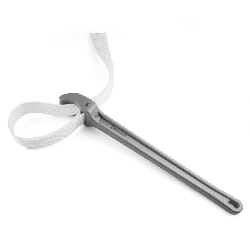 Duratech strap wrench with 18-inch handle for versatile pipe, filter, and jar opening tasks
