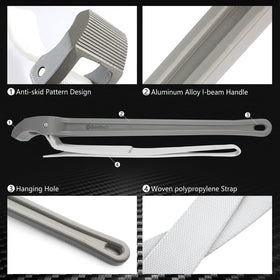 Duratech strap wrench non-slip head design helps secure fittings