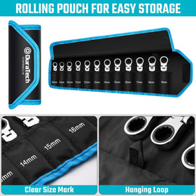 DURATECH wrench set in compact roll-up pouch for transport