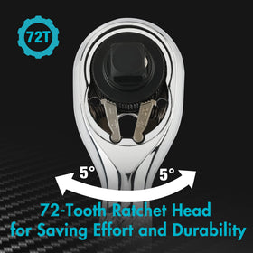DURATECH Stubby Ratchet Set compact size fits tight spaces.