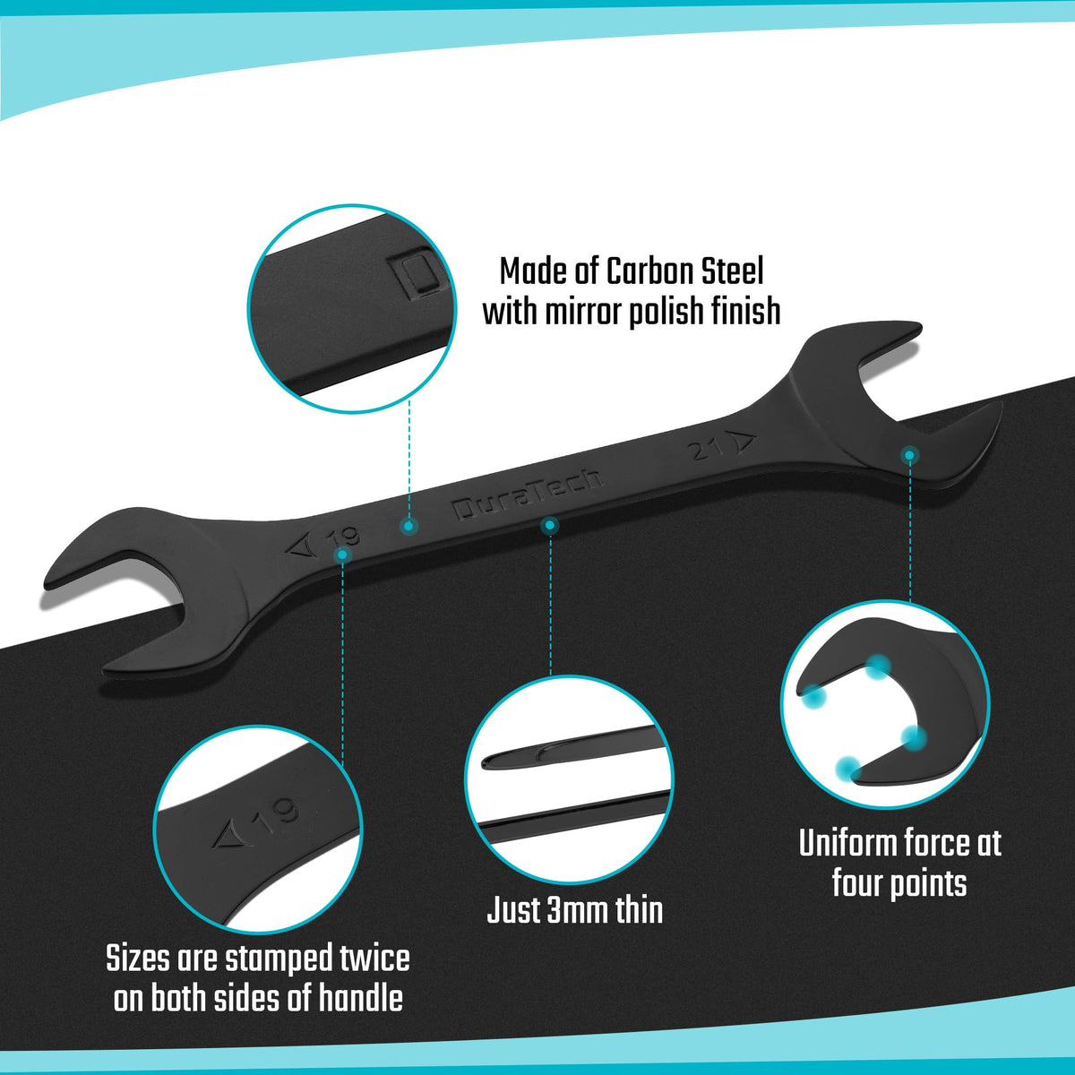 Duratech 11mm-13mm wrenches for precise torque in engineering tasks.