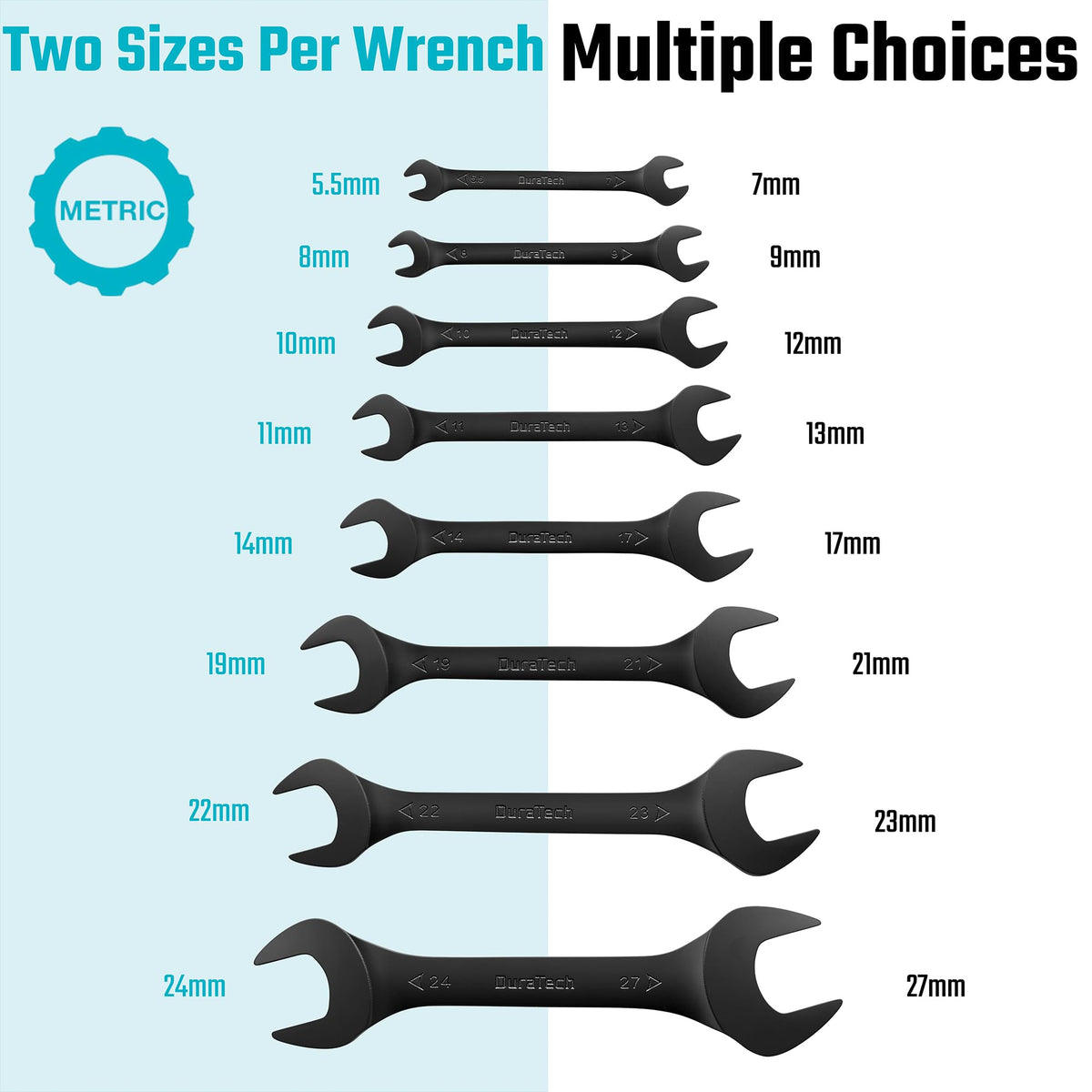Duratech 8mm-9mm wrenches for reaching crowded fasteners.