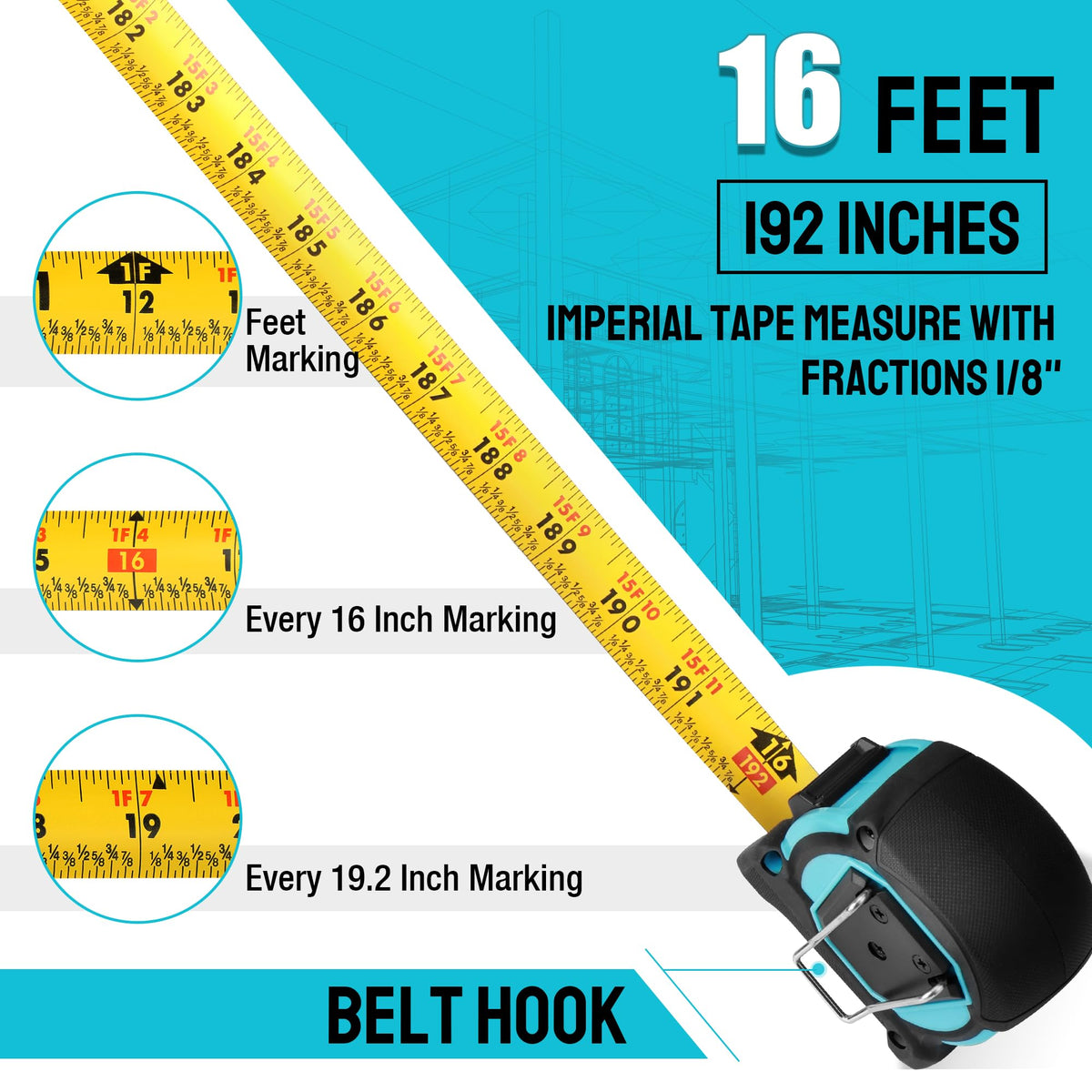 DURATECH tape with double-sided readability for easy measurements