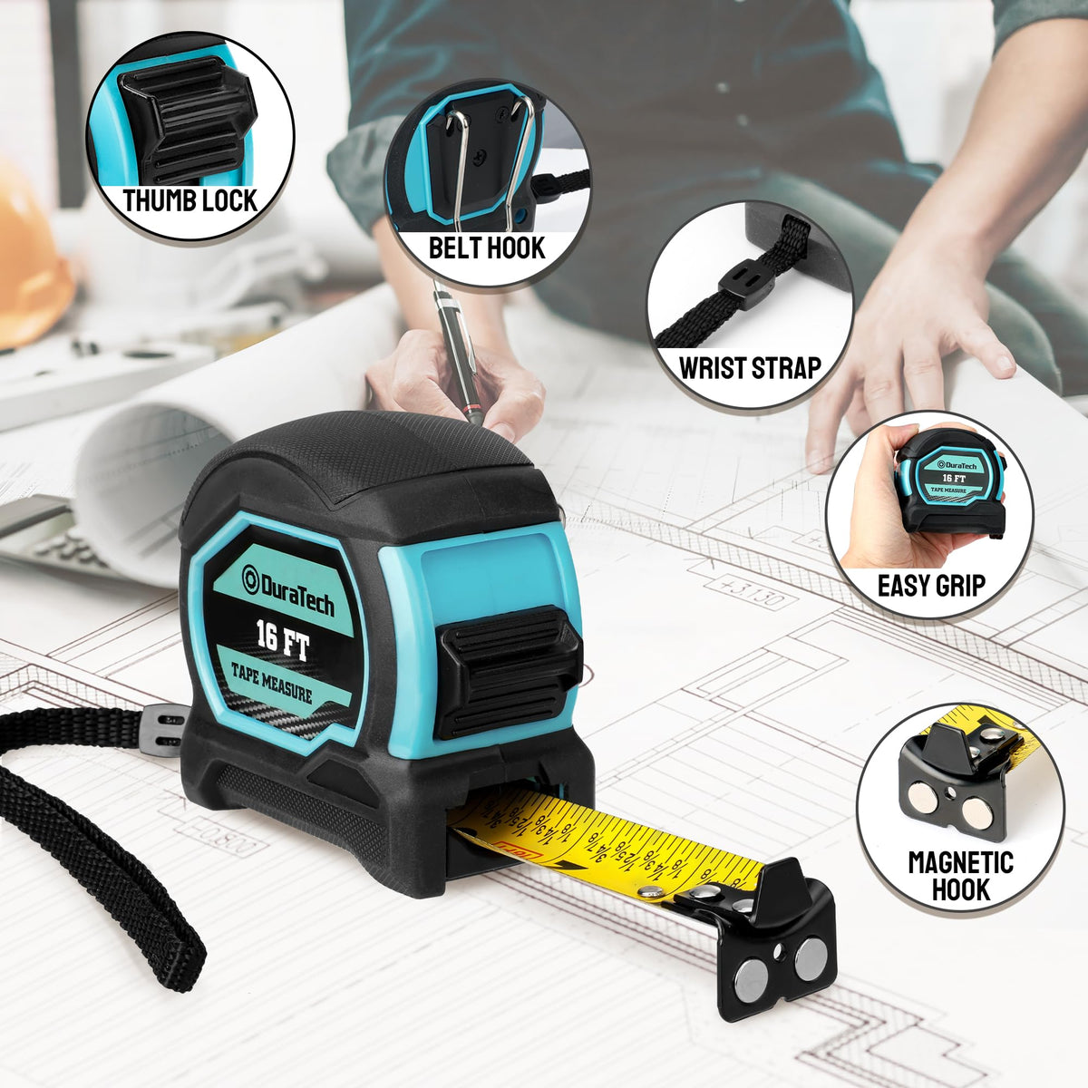 DURATECH magnetic hook on metal surfaces for quick one-person measurements