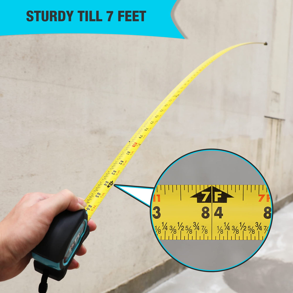 One inch blade width on the DURATECH tape measure improves visibility