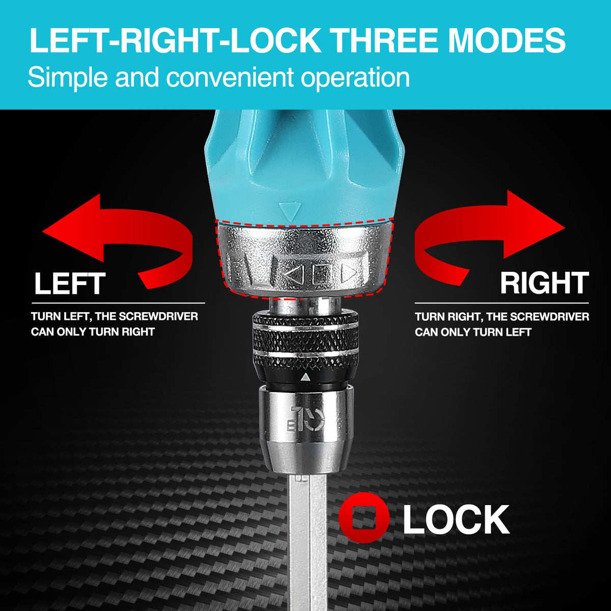 DURATECH three-ball bearing lock keeps bits secure while you work.