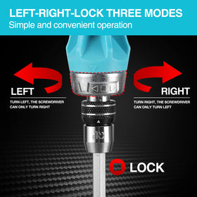 DURATECH three-ball bearing lock keeps bits secure while you work.