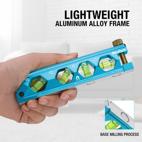 DURATECH torpedo level aluminum alloy body demonstrates rugged durability.