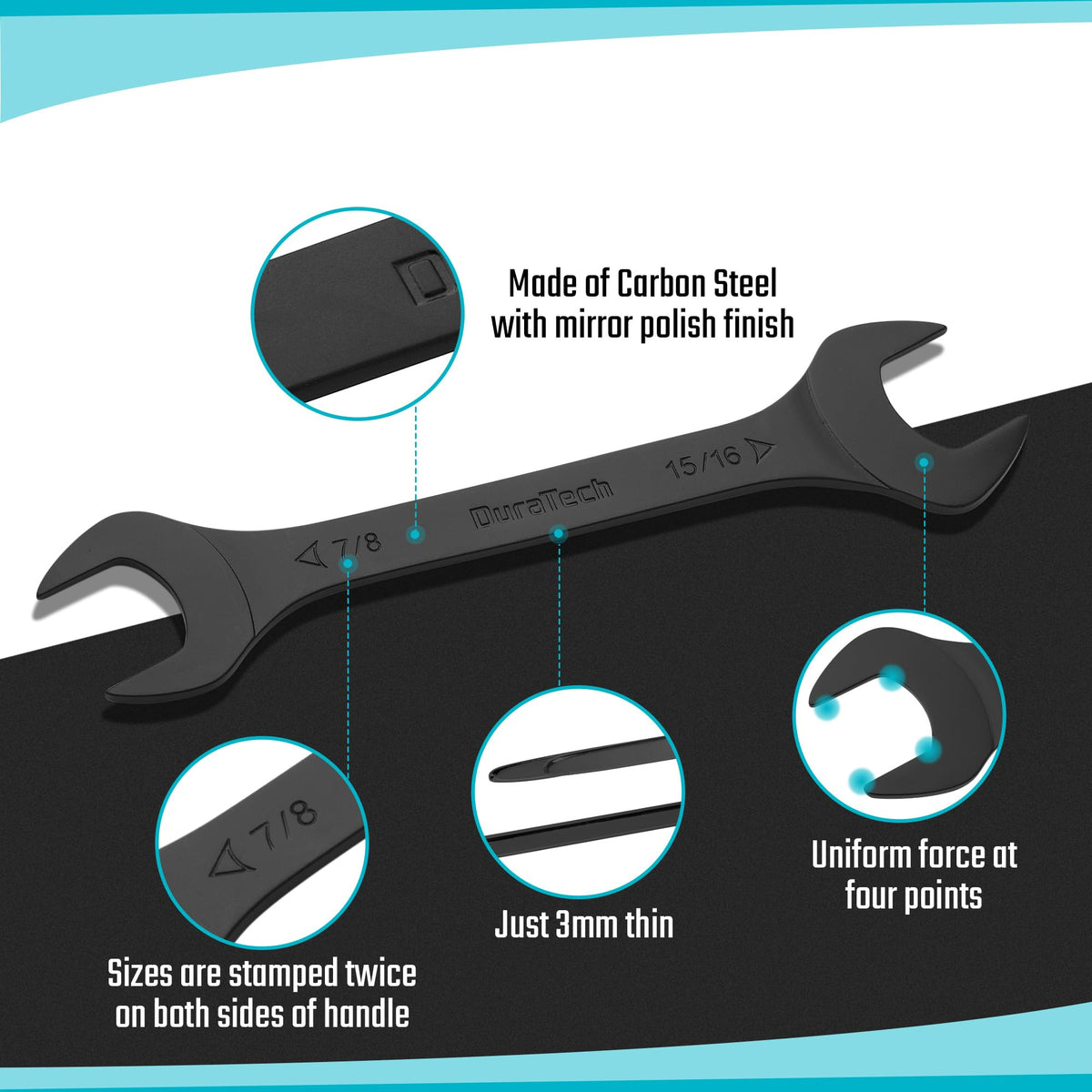 DURATECH wrenches cover 1/4 to 1-1/16 in range for versatile repairs.