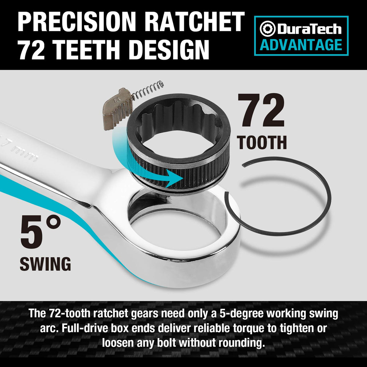 DURATECH wrenches organized in a labeled tool-roll for easy size selection.