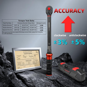 DURAXION torque wrench shows dual range 10-170 ft-lb scale for quick setup