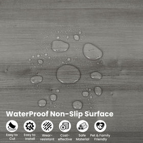 Dureidos tile close-up showing grey wood grain texture and realistic look