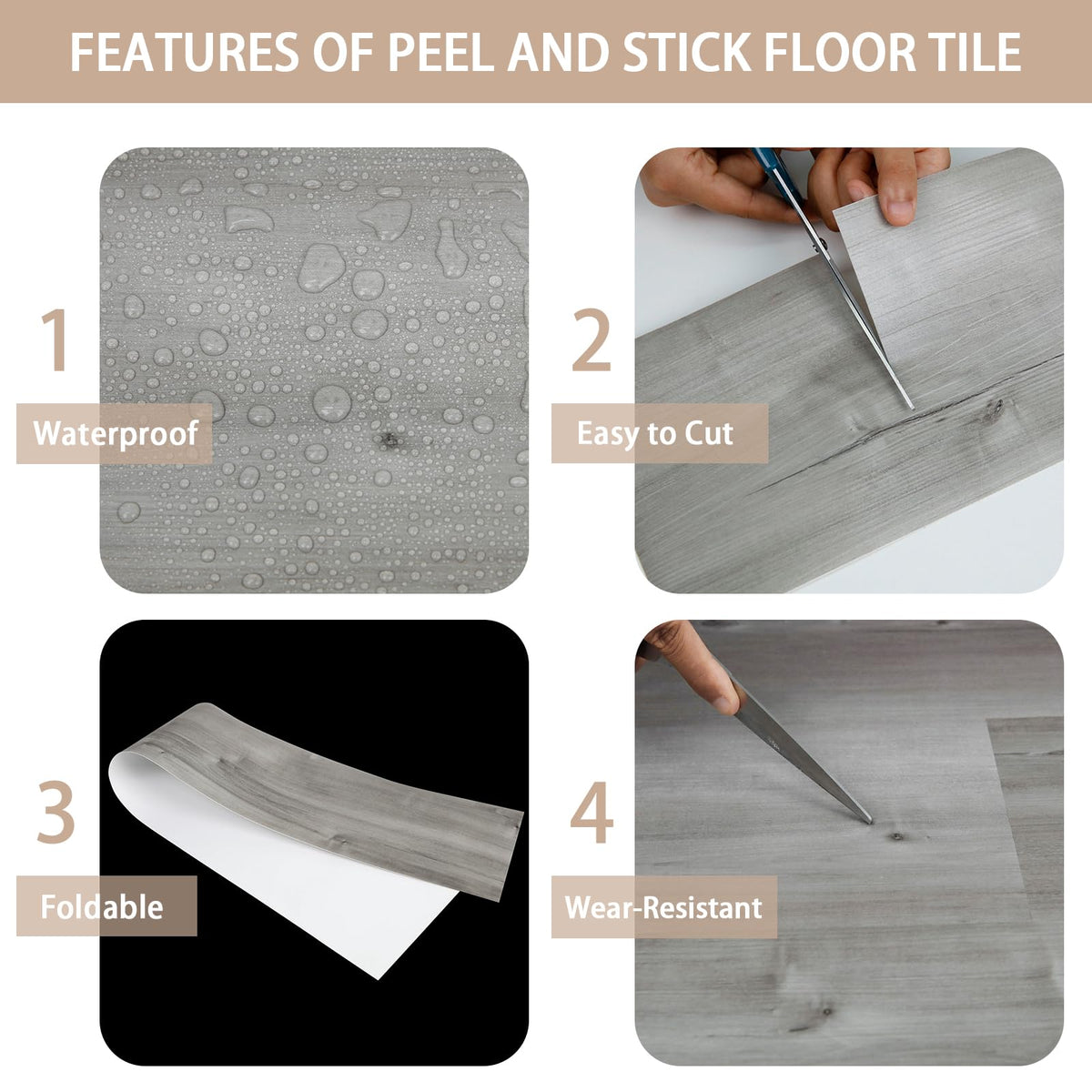Dureidos bathroom-ready self-adhesive tile in waterproof design