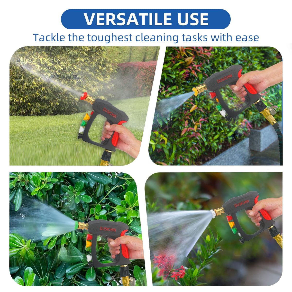Dusichin garden hose side connection for flexible outdoor setup.