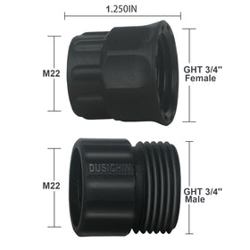 Dusichin adapter installation close-up shows simple hose swapping.