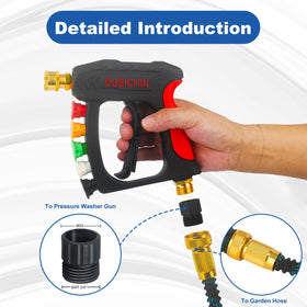 Dusichin nylon body garden hose adapter designed for outdoor use.