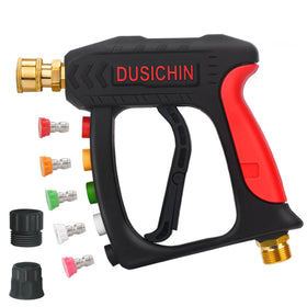 DUSICHIN power washer gun with color-coded tip holder for fast tip changes.