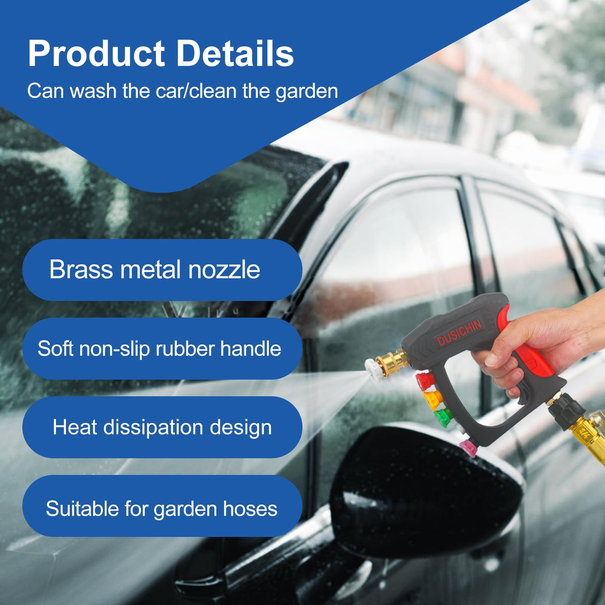 DUSICHIN 1/4-inch quick connector allows easy tool swaps.