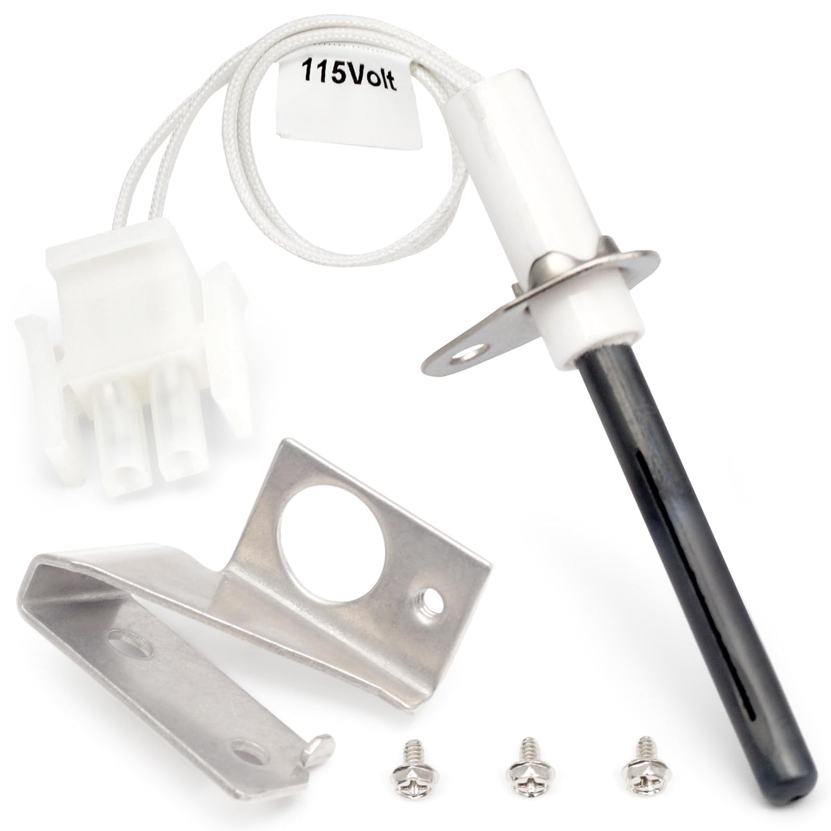 Dusledel 903110A ignitor plug showing quick-install compatibility for many furnaces.