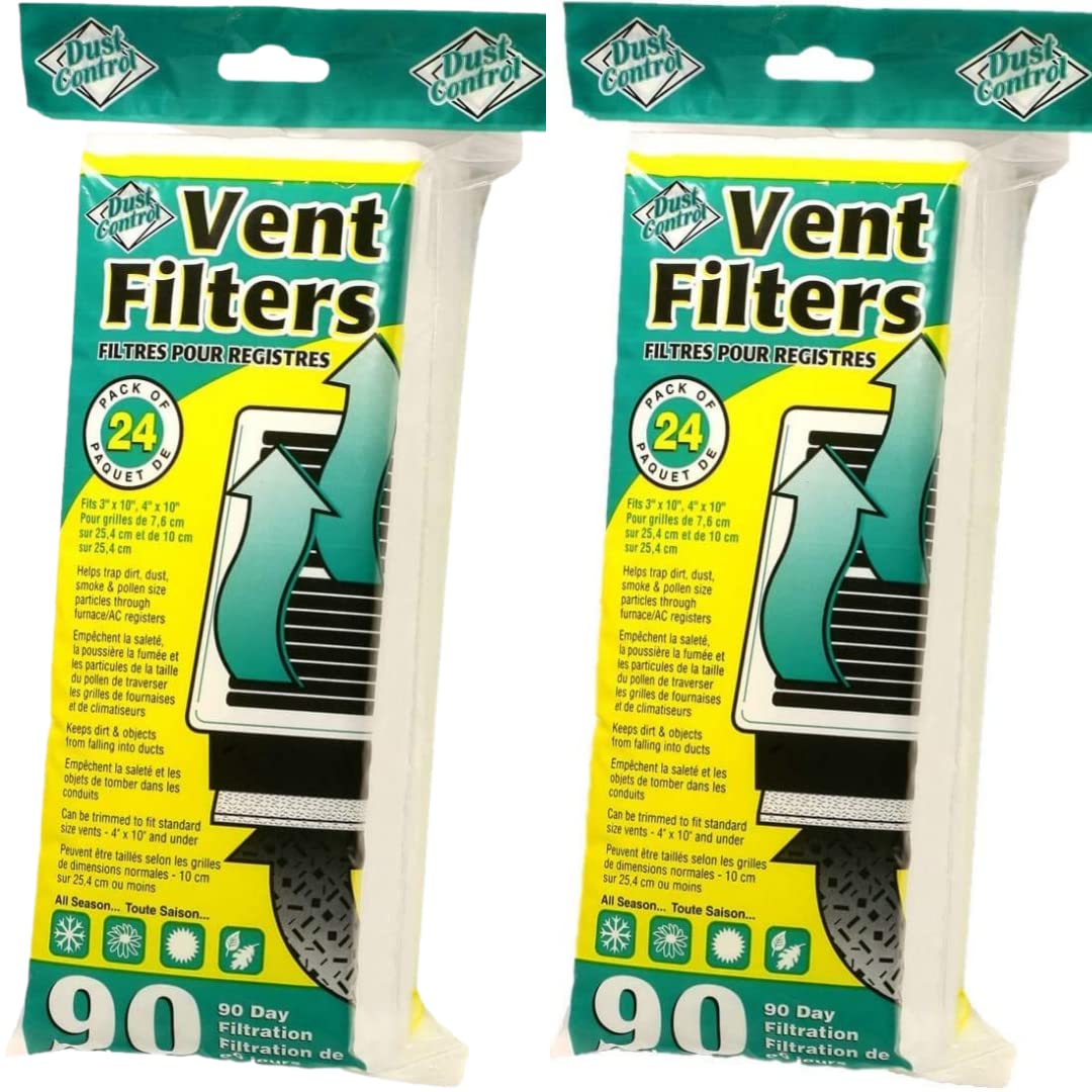 Dust Control vent filters pack 48 trap dust for fresher air.