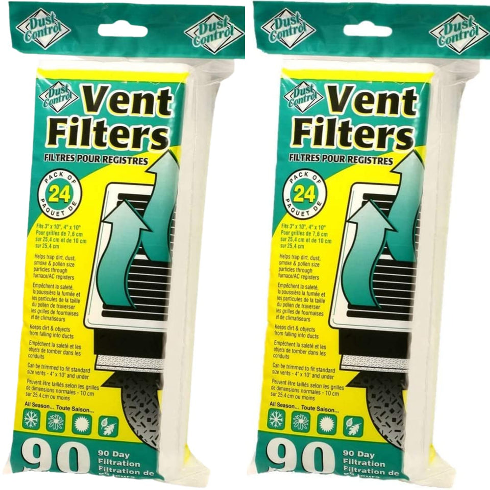 Dust Control vent filters pack 48 trap dust for fresher air.