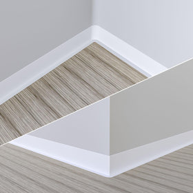 Duzzy baseboard trim packaging with adhesive backing kit.