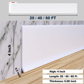 Duzzy baseboard trim self adhesive backing enables quick installation.