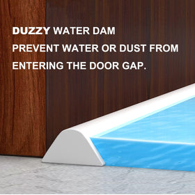 Duzzy water dam keeps shower water inside threshold and reduces splash.