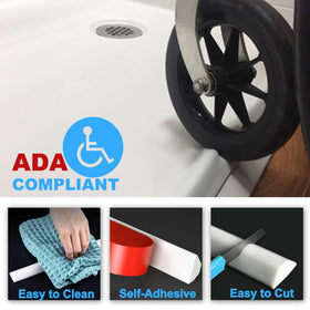 Duzzy silicone water dam forms various shapes to fit bathroom use.