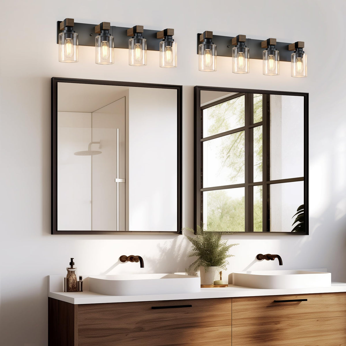 DvmTeom above-mirror installation for even, flattering vanity lighting.