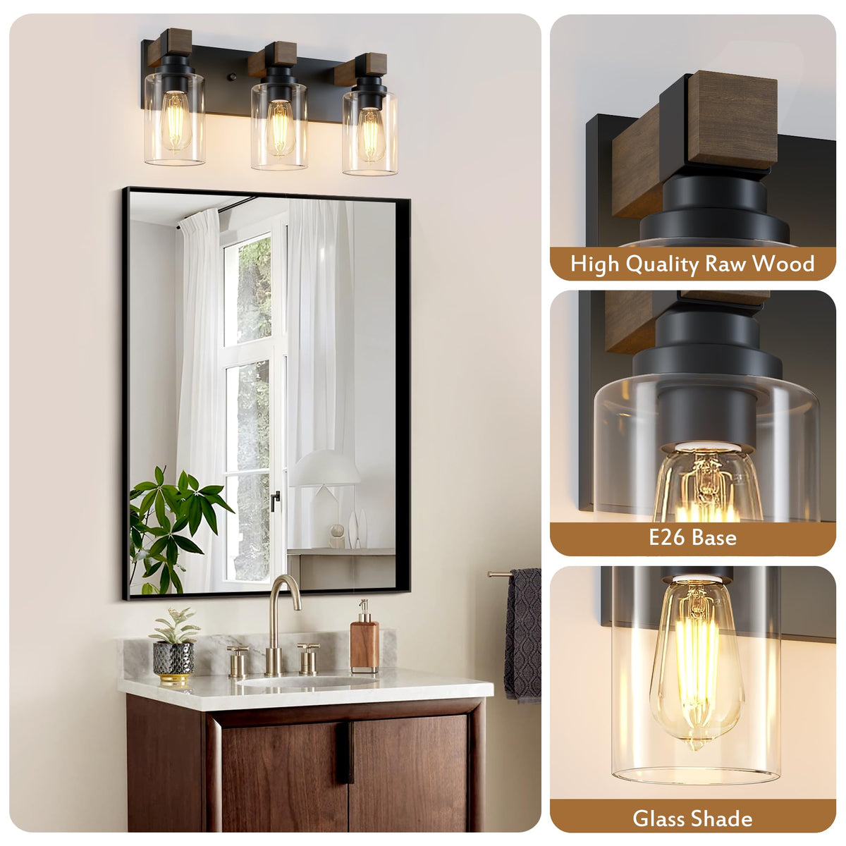 DvmTeom vintage black finish adds timeless contrast to bathroom walls