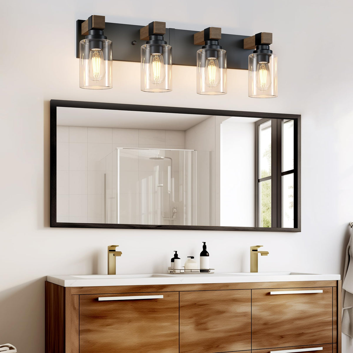 DvmTeom wood-and-metal construction adds warm farmhouse style and durability.