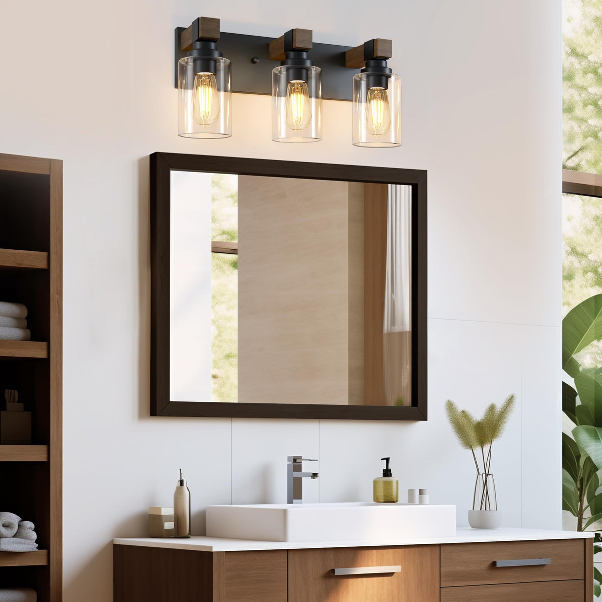 DvmTeom wood and metal bathroom light show rustic farmhouse style