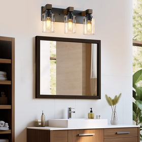 DvmTeom wood and metal bathroom light show rustic farmhouse style