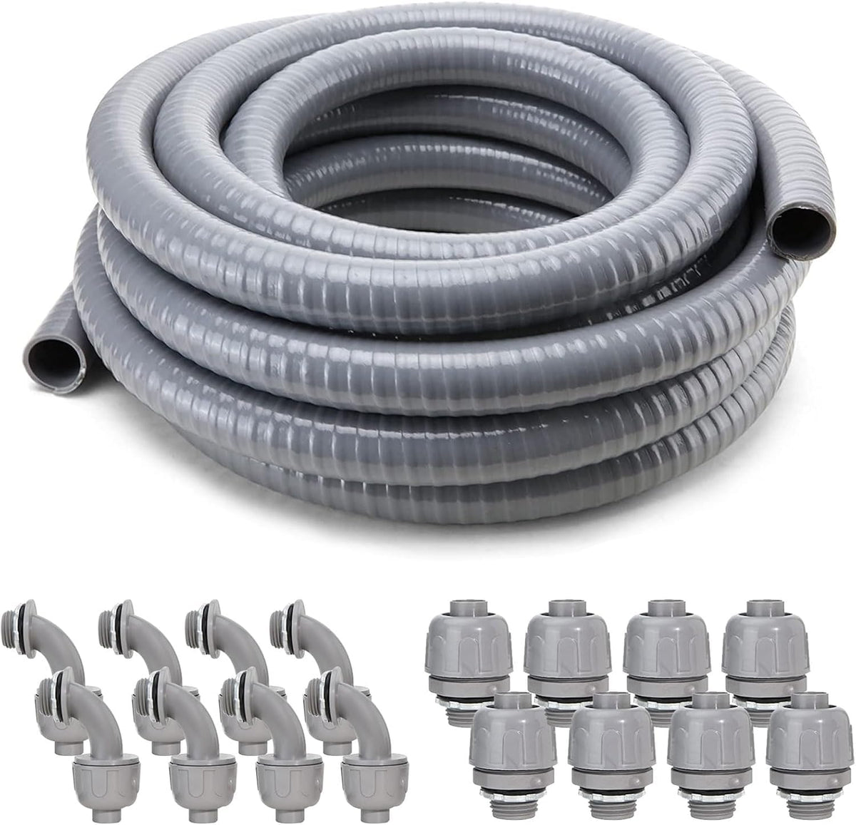 DWALE liquid-tight conduit 50ft close-up highlighting durable PVC protection.