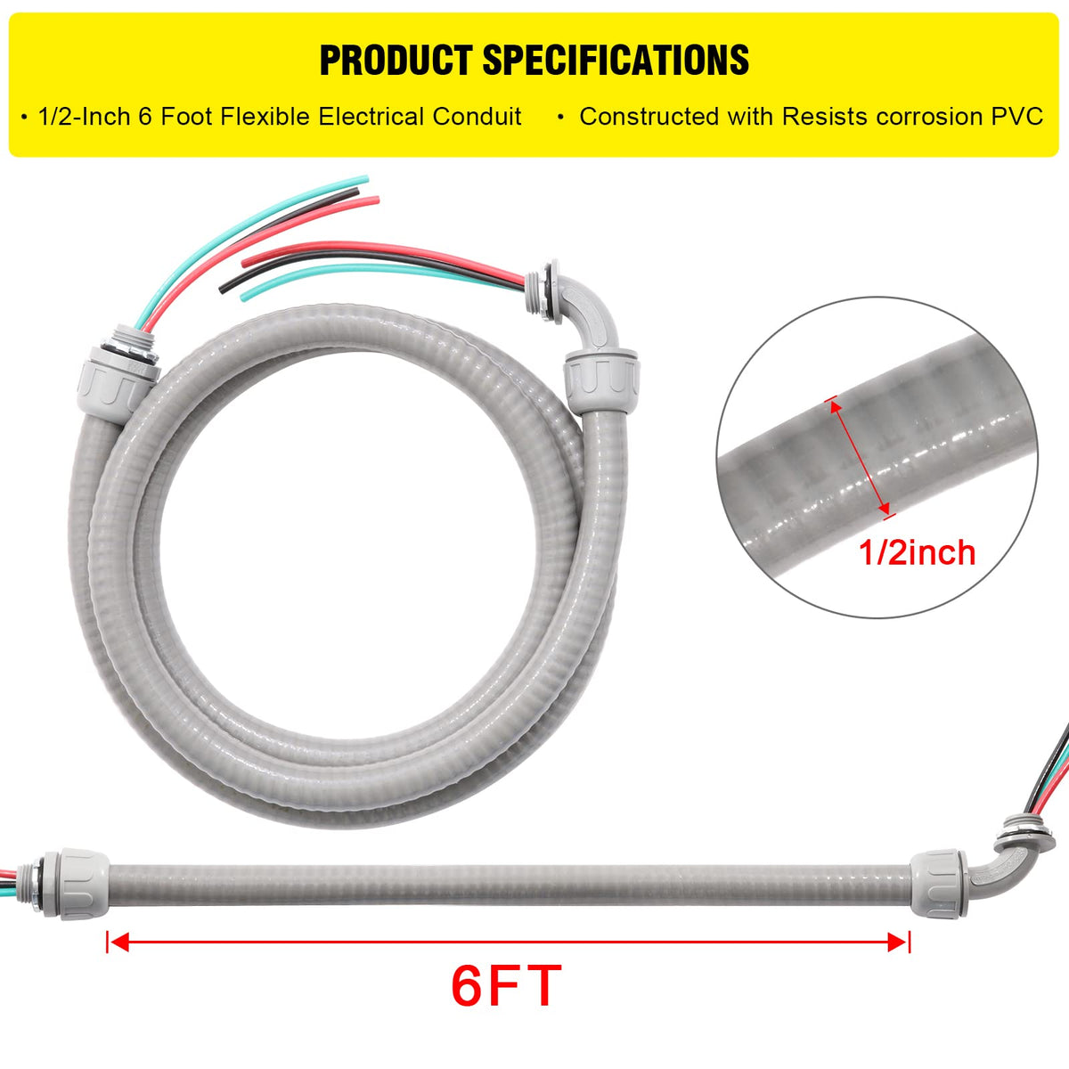 DWALE liquid tight conduit close-up shows durable outer jacket for outdoor use.