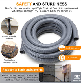 DWALE outdoor-durable conduit emphasizing sunlight resistance and weather readiness.