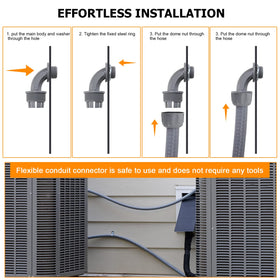 DWALE installation-ready conduit shows tool-free dome seal tightening for quick setup.