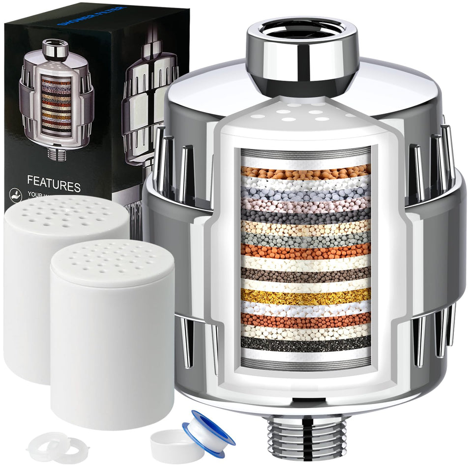 Dwavele 20-stage filter system; cleaner water for showers