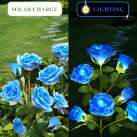 DWH solar powered rose lights auto-activate for easy evening ambiance.