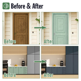 DWIL cabinet, dresser, and chair makeover on a wood surface.