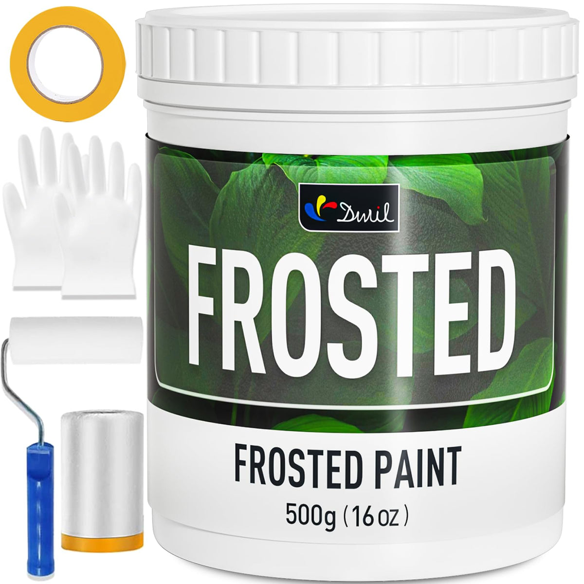 DWIL Frosted Glass Paint bottle and kit, easy privacy solution for windows.
