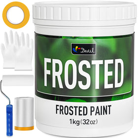 DWIL Frosted Glass Paint bottle shows privacy-friendly finish for windows