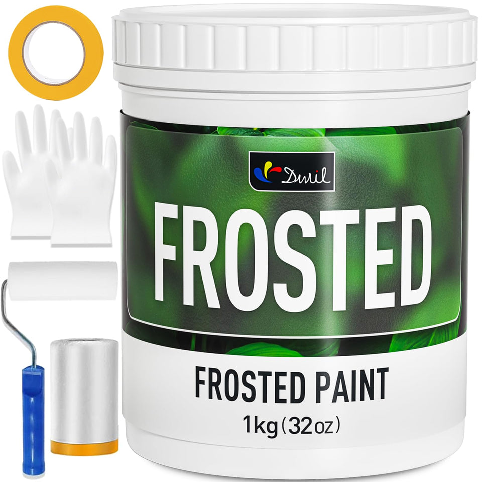 DWIL Frosted Glass Paint bottle shows privacy-friendly finish for windows