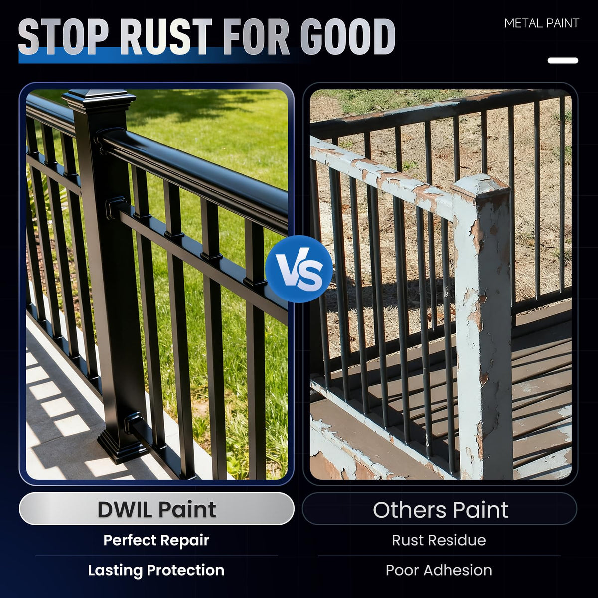 DWIL Metal Paint high-coverage finish hides flaws on metal.