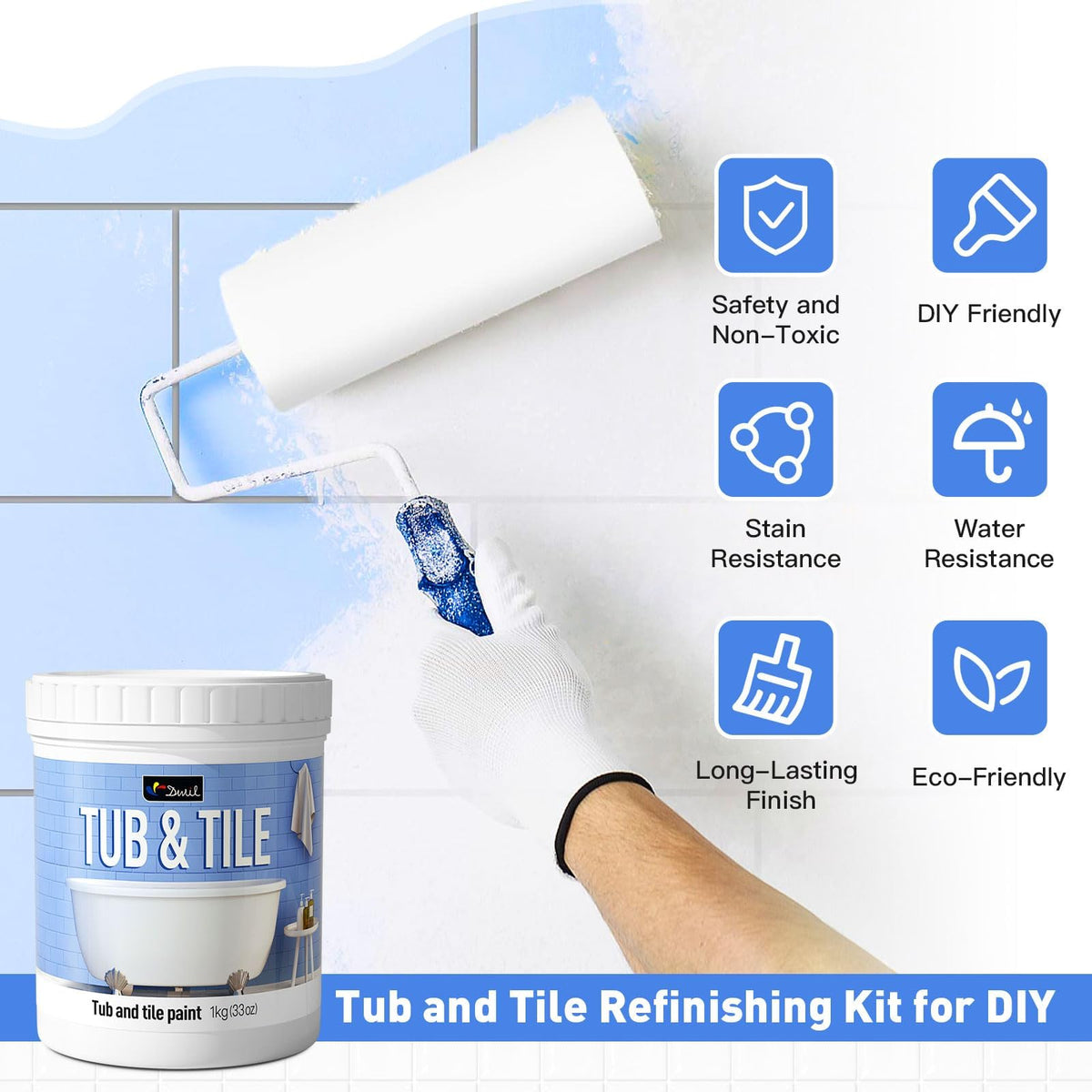 DWIL suitable for tiles, ceramic, glass, and marble surfaces