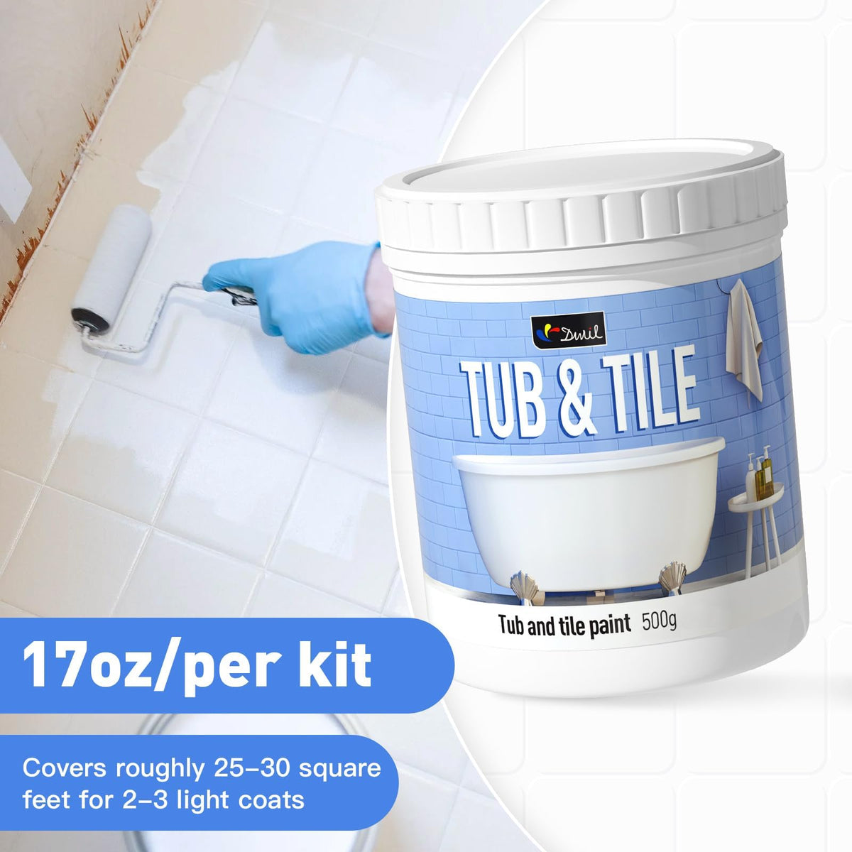 DWIL application tools shown for clean, efficient tile refinishing
