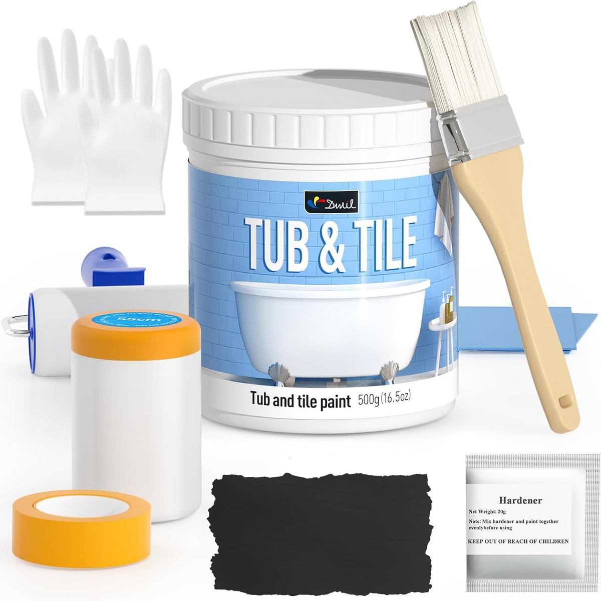 DWIL tile paint kit tools for easy tub and tile refinishing in bathrooms