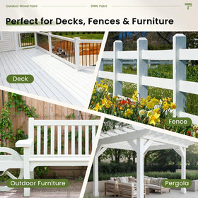 DWIL Wood Paint white finished deck demonstrates weather-resistant outdoor coating