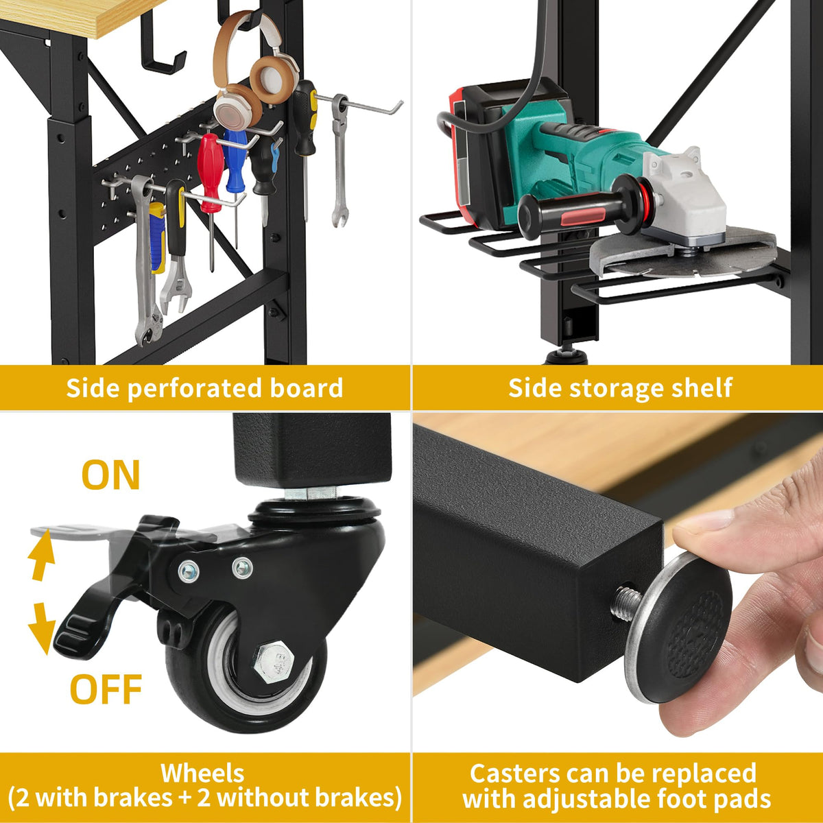 DWVO pegboard with storage racks keeps tools within reach